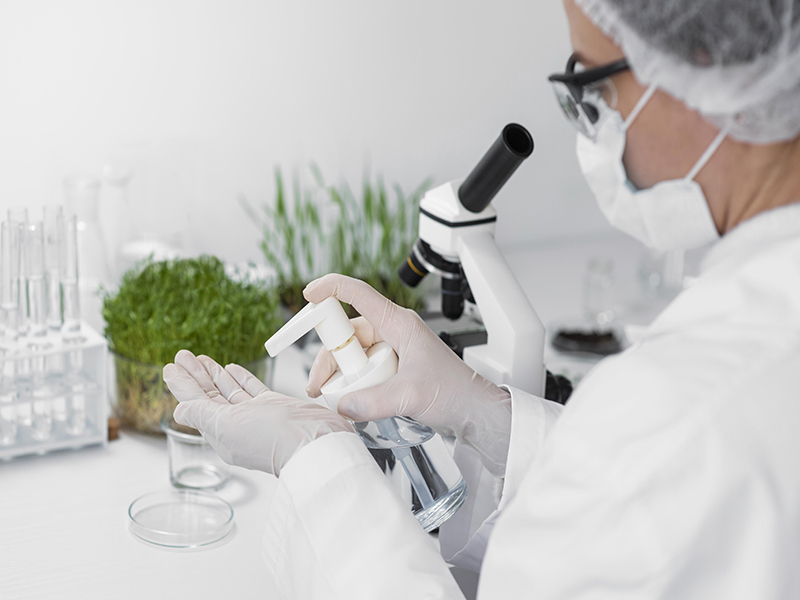 Dermapathologist examining the sample